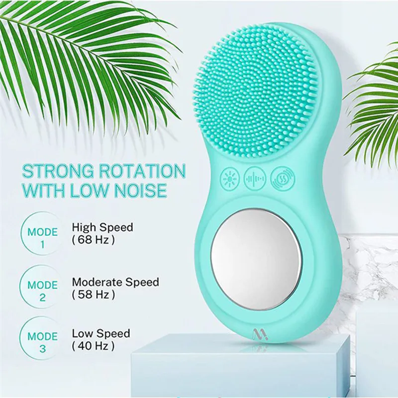

Facial Cleansing Brush Electric Soft Silicone Cleansing Brush Heating And Vibrating Face Cleanser 3 Modes Deep Cleansing Machine
