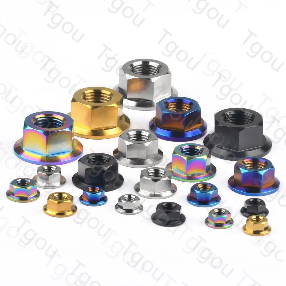 Титановые гайки Tgou DIN6921 M5/M6/M8/M10/M12/M14/M16 фланцевые для велосипеда мотоцикла