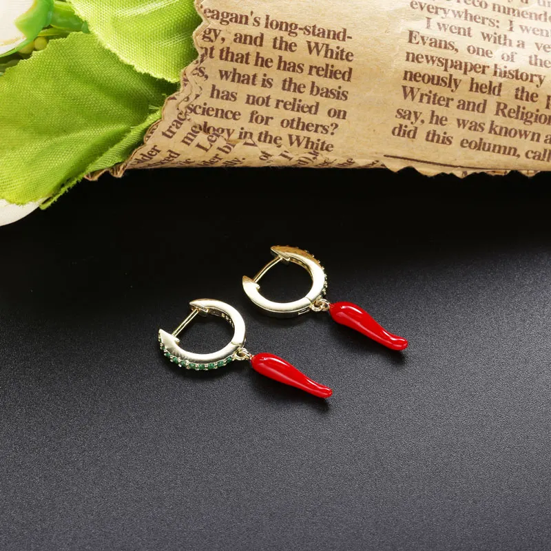 

Moonnory 925 Sterling Silver Yellow Chili Dangle Drop Earring For Women Daily Enamel Party Eardrop Christmas Gifts Fine Jewelry