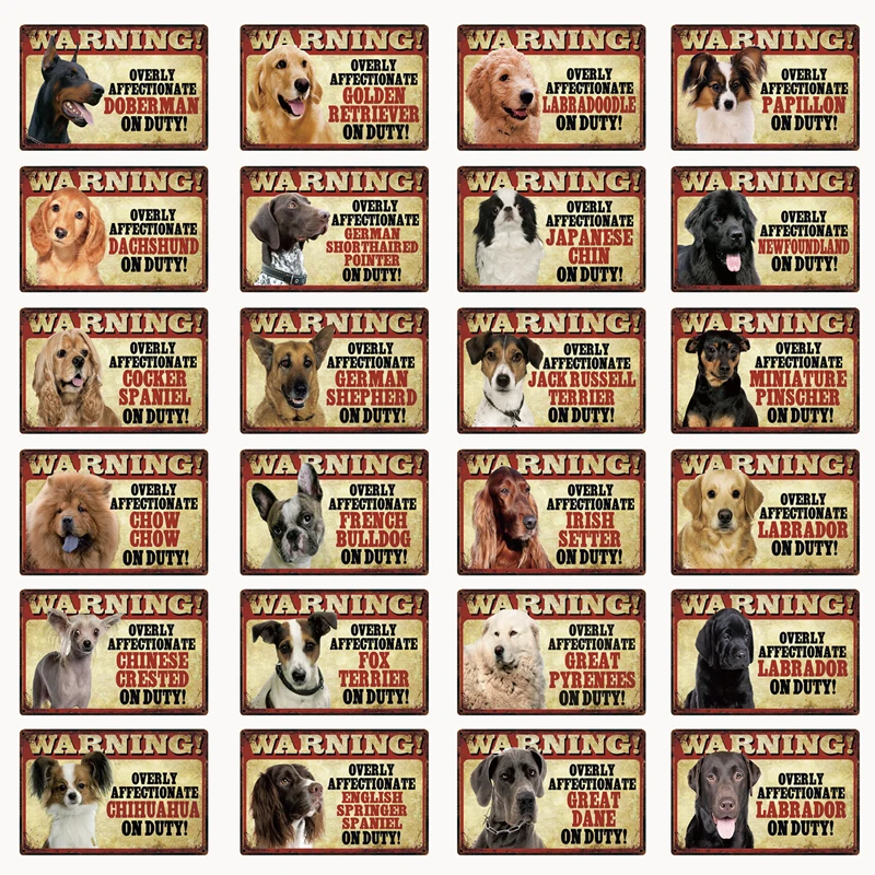 

Pet dog warning doberman labrador chihuahua metal sign tin poster home pet shop decoration bar wall art iron painting