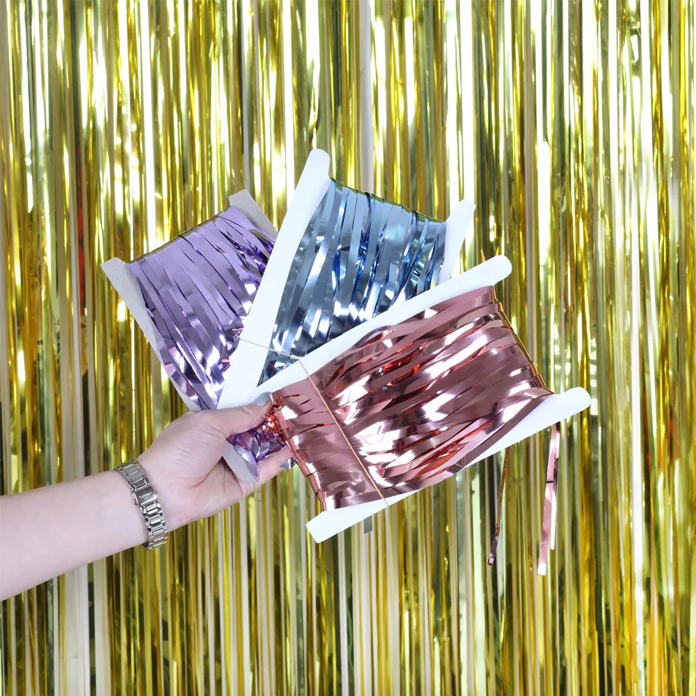 

4m Wedding Backdrop Stand PhotoBooth Kids Birthday Party Decorations Mariage Glossy Mirror Foil Fringe Curtain Baby Shower Drape