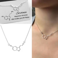 stainless steel chain serotonin molecule science chemistry molecule necklace couple girlfriend gift