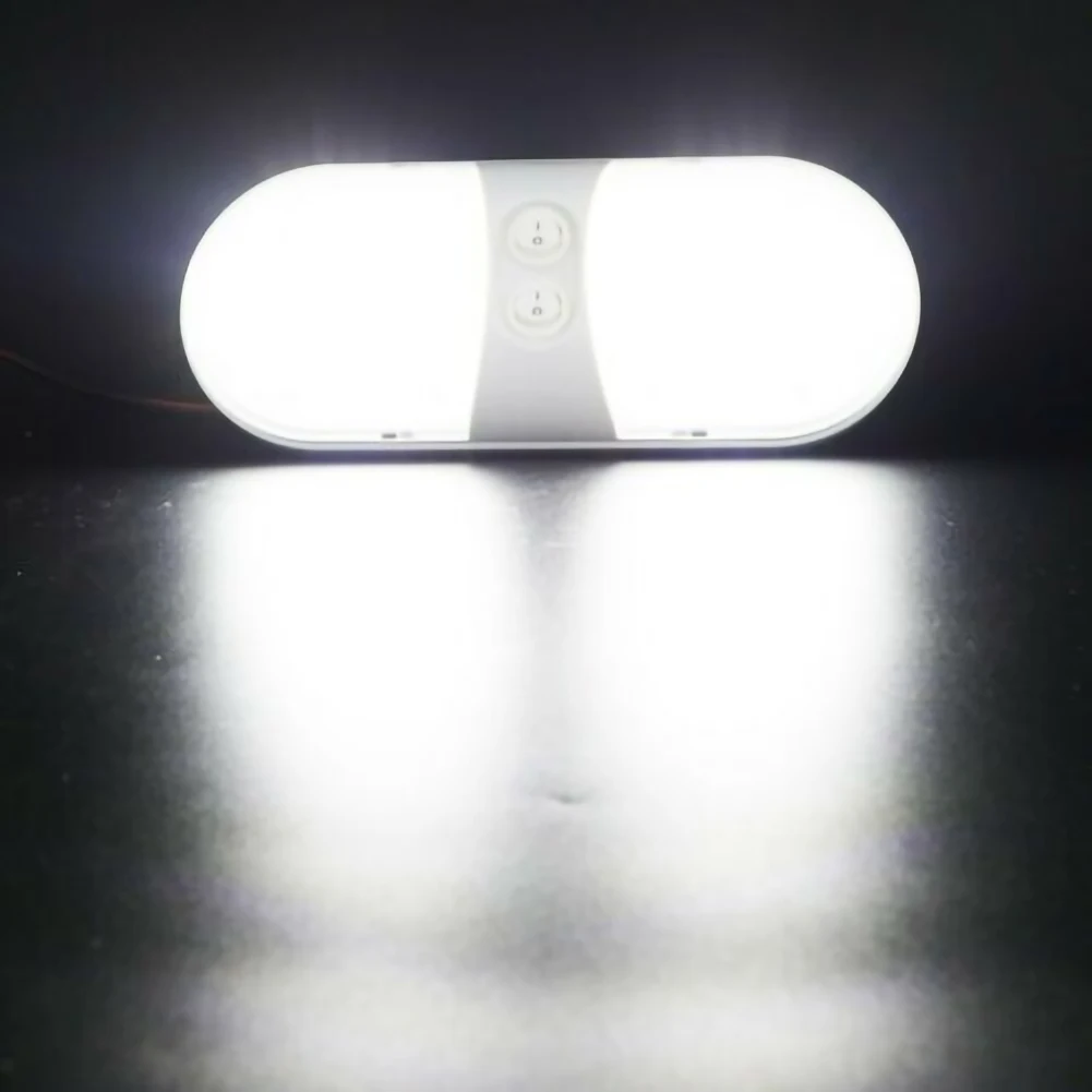 

2021 New LED Light 12V Fixture Ceiling Trailer Camper Marine Oval Double Dome Light LED Camper Freight Car Ceiling Light