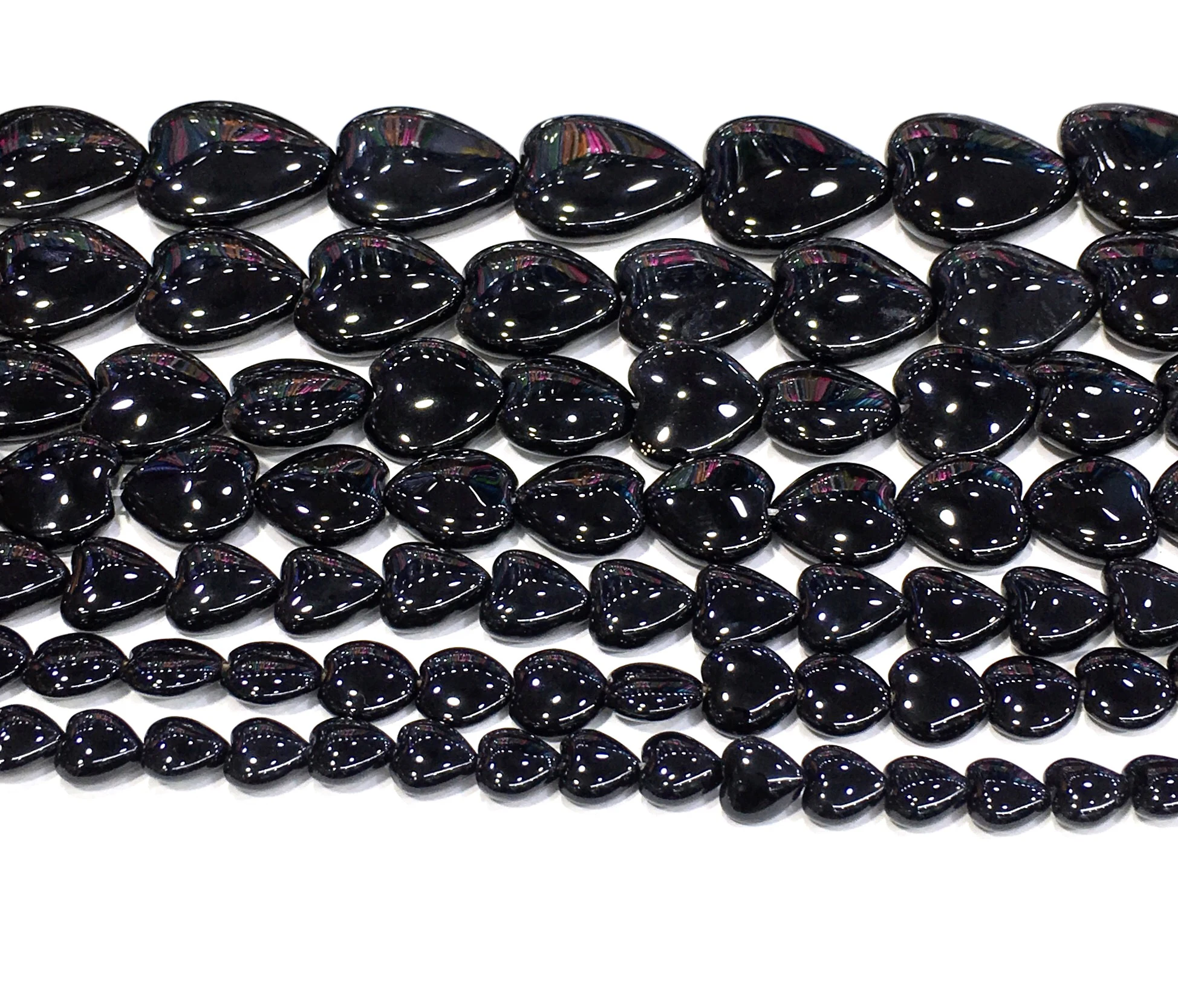 Бесплатная доставка бусины россыпью в форме сердца из натурального черного