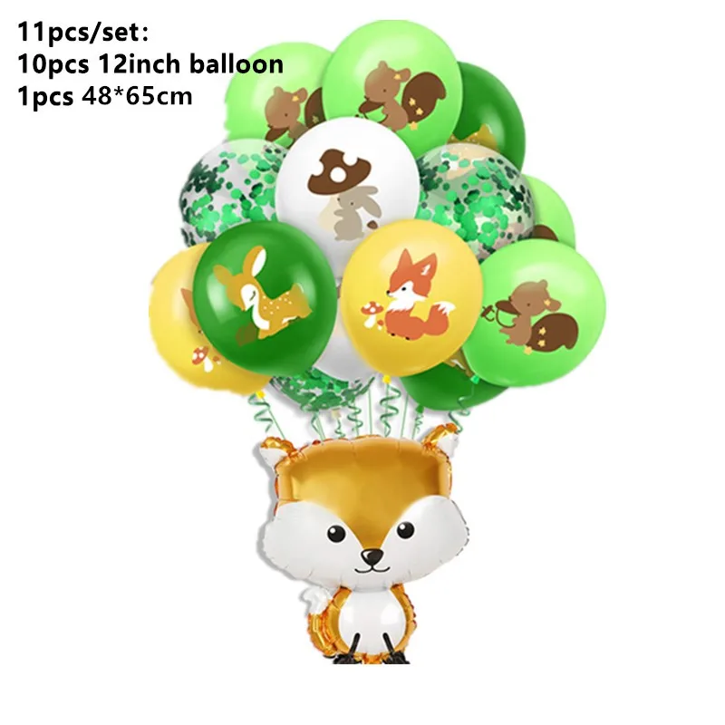 10Pcs 12'' Fox Squirrel Forest Animal Confetti Dot Latex Balloon Set Birthday Party Thanksgiving Day Decor Supplies | Дом и сад