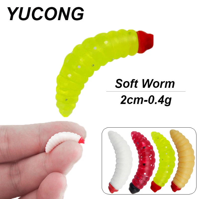 

YUCONG 20/50PCS Soft Worm Baits 20mm Silicone Larva Fishing Lures Floating Shrimp Rubber Fishy Smell Swimbaits Bass Pesca Isca