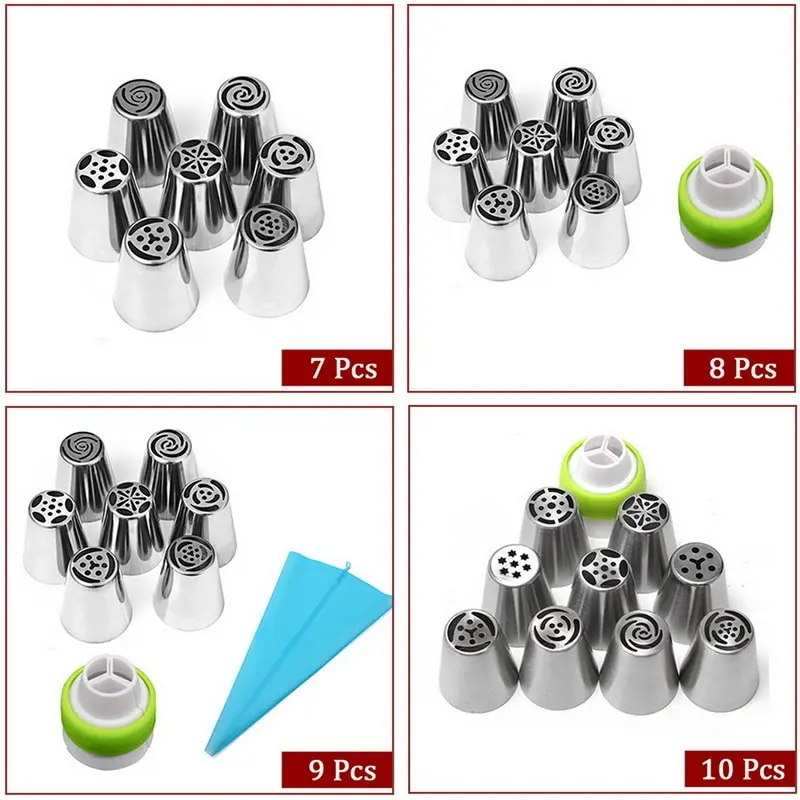 7/10/13/22/27 шт. русский глазури трубопроводов сопла из нержавеющей стали цветок крем