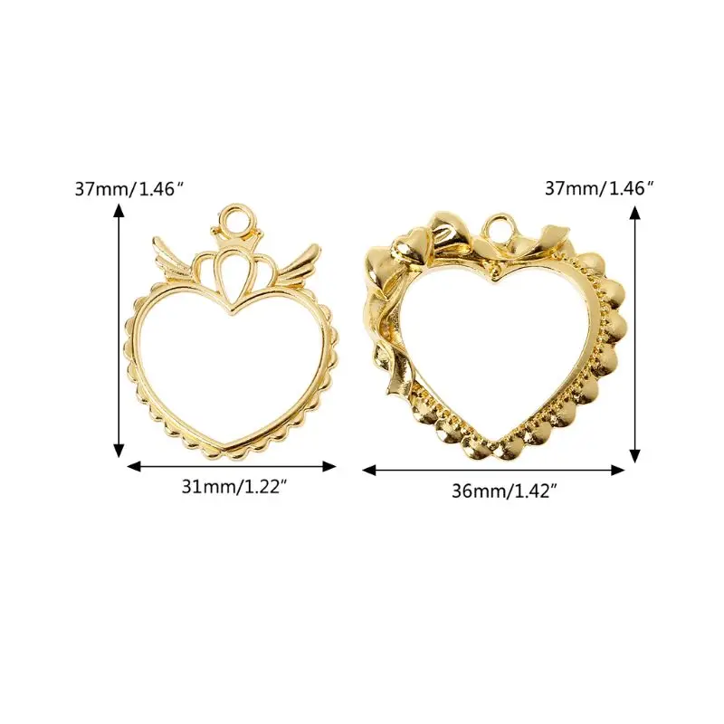 

2Pcs Bowtie Wing Heart Resin Blank Frame Pendant Open Bezel Resin Jewelry Making Dried Flower Resin Decorative DIY Hand Crafts