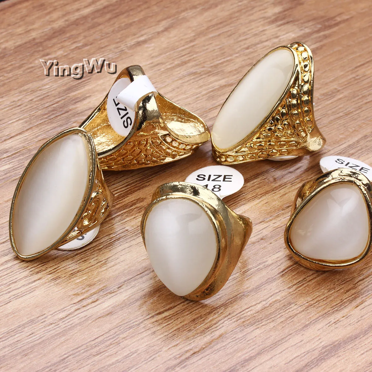 

Yingwu Fashion Jewelry Natural Opal Cat Eye Rings The Moonstone Engagement Ring For Women Valentine Gifts 10pcs