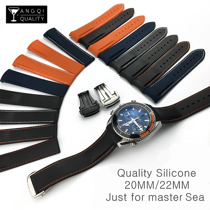 Ремешок силиконовый для часов Omega Watch AT150 SeaMaster 007, резиновый браслет с изогнутым концом для Seiko, 20 мм 22 мм 19 мм 21 мм