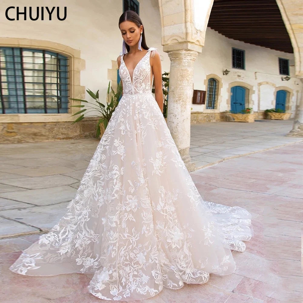 affordable wedding dresses HERBURNL Simple Wedding Dress V-Neck Tulle Long Sleeve Applique Temperament Bridal Dress Vestido de casamento simple wedding dresses