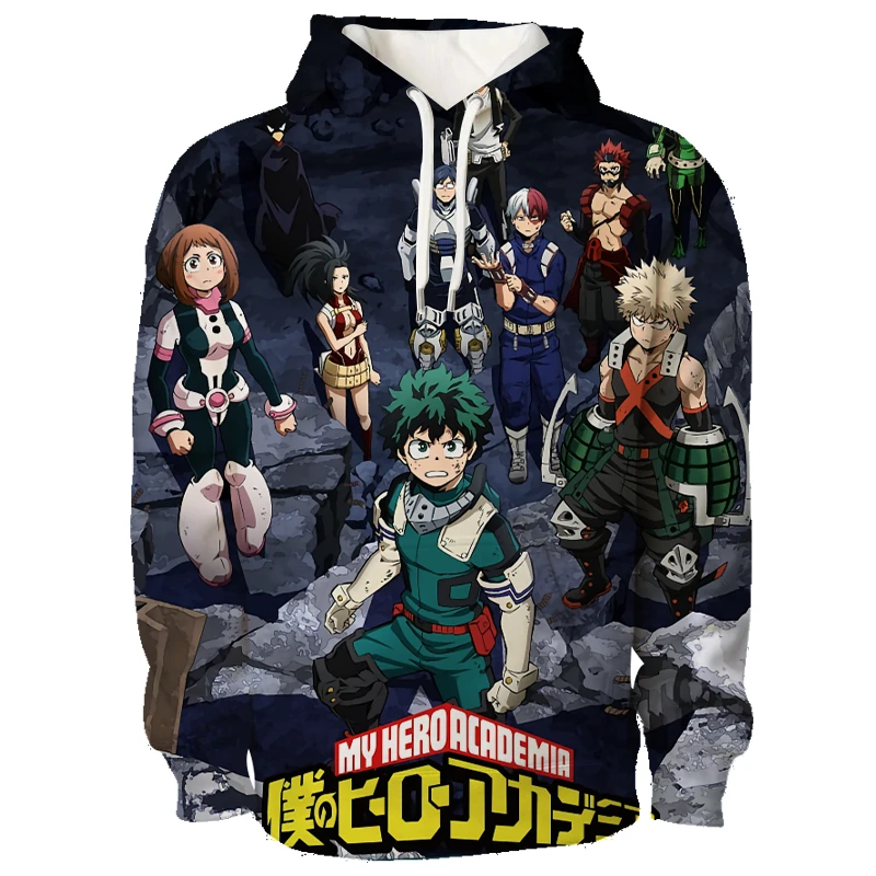 

Толстовка с капюшоном «Моя геройская Академия», Модный пуловер с длинным рукавом и 3D-принтом аниме, для мужчин, женщин, детей, детей, уличная ...