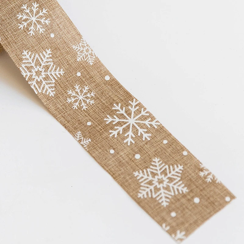 5*200 см льняная лента со снежинками и оленями украшение для рождественской елки