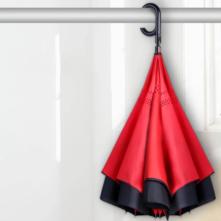 Economici Ombrello Antivento Inverso Auto Automatico Di Lusso Doppio Grande Ombrello Pieghevole Impermeabile Business Parapluie Rain Gear DE50YS