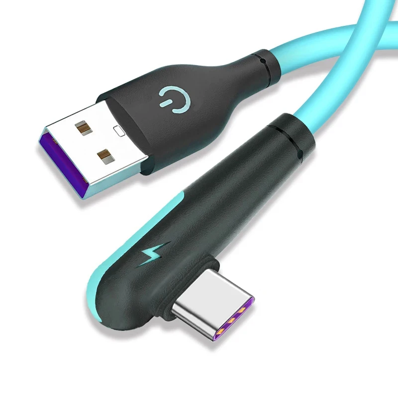 Кабель Usb C жидкий силикон быстрая зарядка кабель типа 90 градусов телефонный