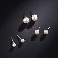 2020 wholesale aaaa high luster white 4 10mm 100 imitation pearls stud earrings for women earrings