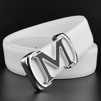 high quality m letter ladies belts luxury brand belt transparent black belt for man smooth buckle mens genuine leather belt