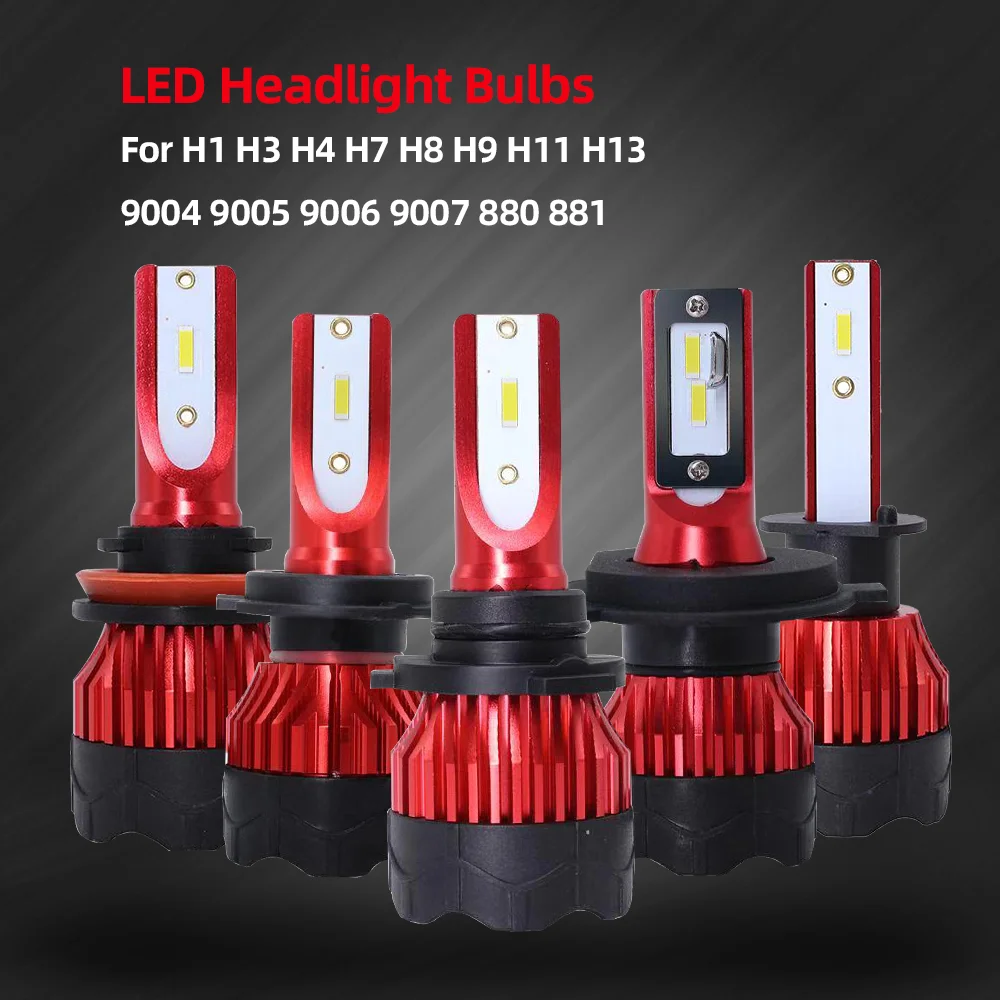 2 шт. H4 светодиодный H7 авто фары 9005 9006 H3 H13 H8 880 H27 9004 9007 H11 881 H1 K5 55 Вт 6000LM 6000 К