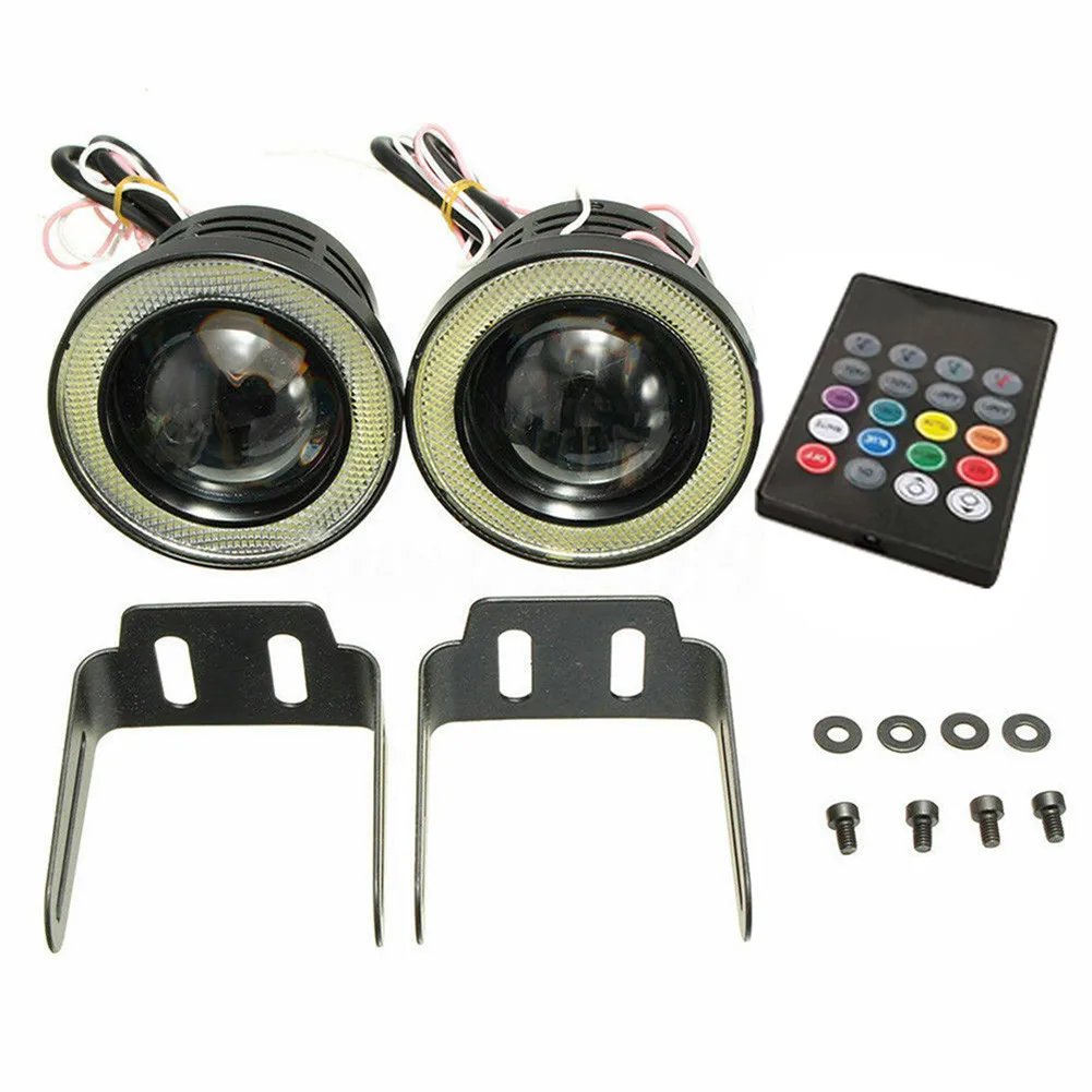 

Wireless Angel Eyes Fog Lamps 2pcs 3 Inch 30W Driving Fog Lights Ice Blue Halo Rings
