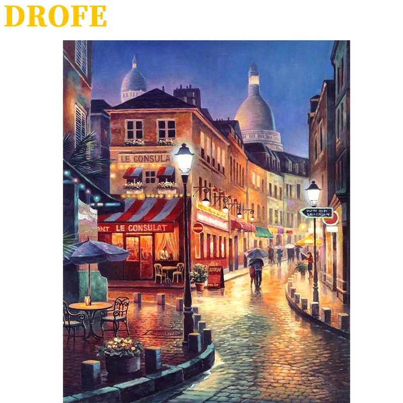 

DROFE DIY Frame Painting By Numbers Wooden Frame 40x50cm Combination Unique Gift Wall Art Picture Artworks Home Decor