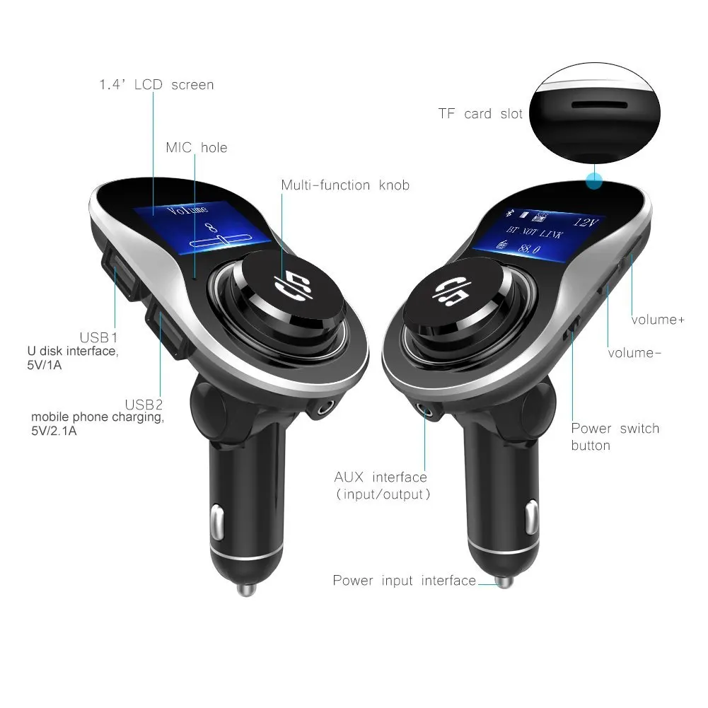 Bluetooth FM передатчик автомобильный модулятор аудио адаптер приемник беспроводной