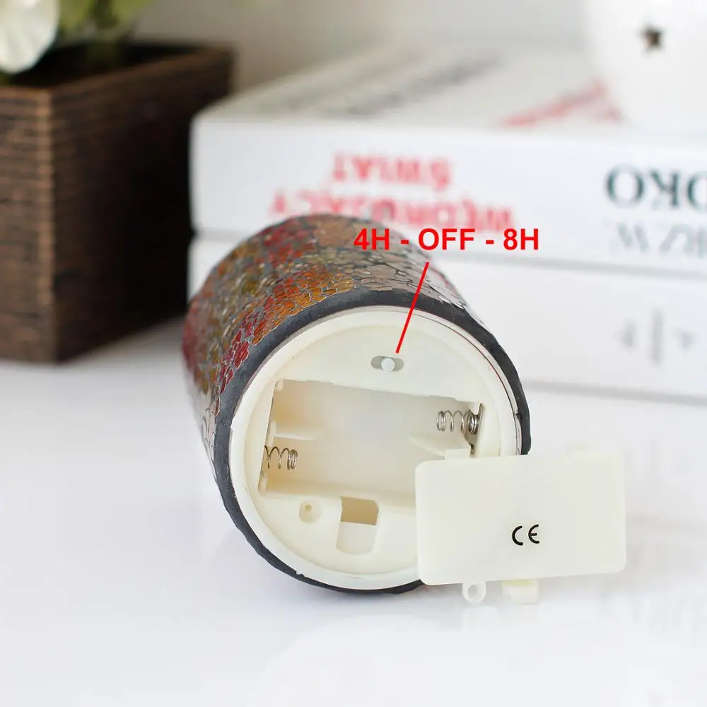 GiveU светодиодная мозаичная стеклянная свеча беспламенная с таймером на