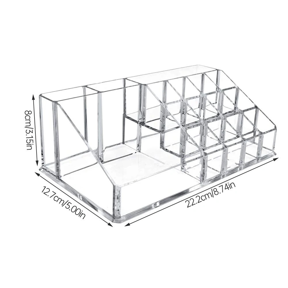 

Makeup Organizer Cosmetic Display Case 16 Grid Acrylic Storage Box For Lipstick Brush Eyeliner Mascara Eyebrow Pencils Brushes