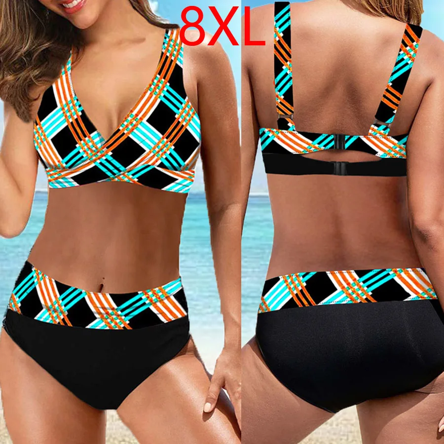 

8XL Swimsuit 2020 Sexy Women High Waist Bikini Swimwear Female Bandage Bikini Set Biquini Bathing Suit Women
