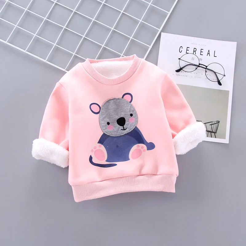 Style 3-Pink IENENS/Модная детская теплая футболка для мальчиков и девочек топы, одежда утепленные футболки с капюшоном для маленьких мальчиков и девочек - Цвет: Style 3-Pink