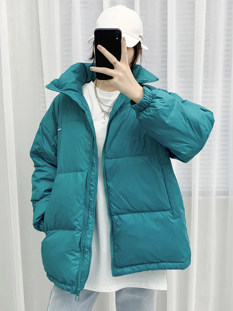 Winter White Duck Down Jacket Women's 2021 New Korean Short Loose Stand Casual Fashion Bread Y2k Thicken Casual Puffer Coat