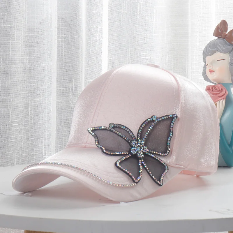 Бейсболка женская летняя из шелка с козырьком и бабочкой | Аксессуары для одежды