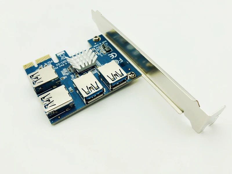 5PCS PCIe 1 to 4 PCI Express 16X Riser Card PCI-E 1X External PCI-e Slot Adapter Multiplier for Bitcoin Miner Mining | Компьютеры и