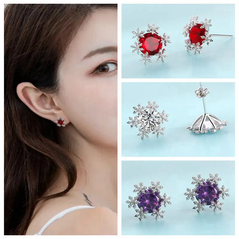 

High Quality Snowflake Shape Crystal Beads Fashion Earrings 1 Pair wj584