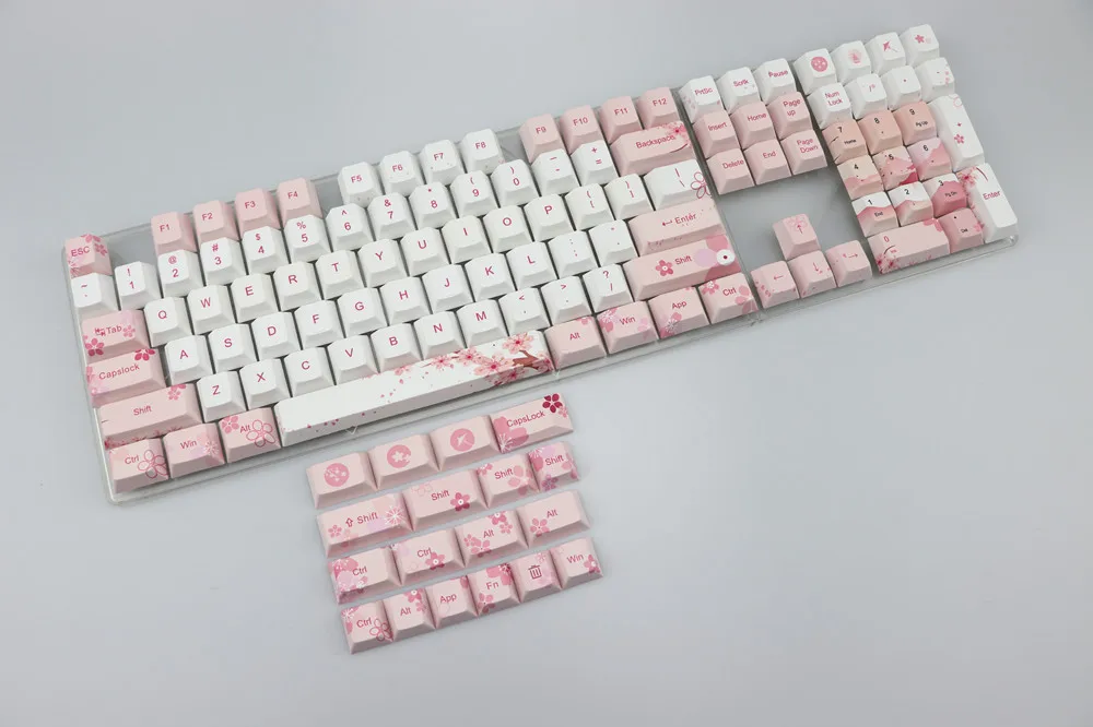 126 full keys Cherry blossom, 126 клавиш, полный набор, механическая клавиатура, PBT, Пять клавиш для сублимации лица, для механической клавиатуры - Цвет: 126 full keys