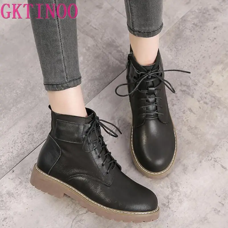 GKTINOO/женские теплые зимние ботинки Женские ботильоны из натуральной кожи на