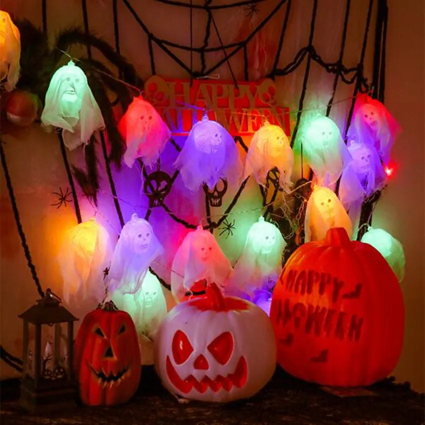 3 м Хэллоуин вечерние Декор светодиодный светильник строка Тыква Человек паук и
