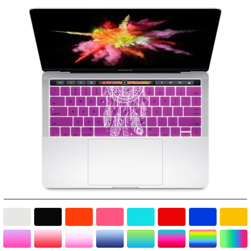 Силиконовая Радужная клавиатура HRH Ловец снов чехол с клавиатурой для Macbook New Pro 13