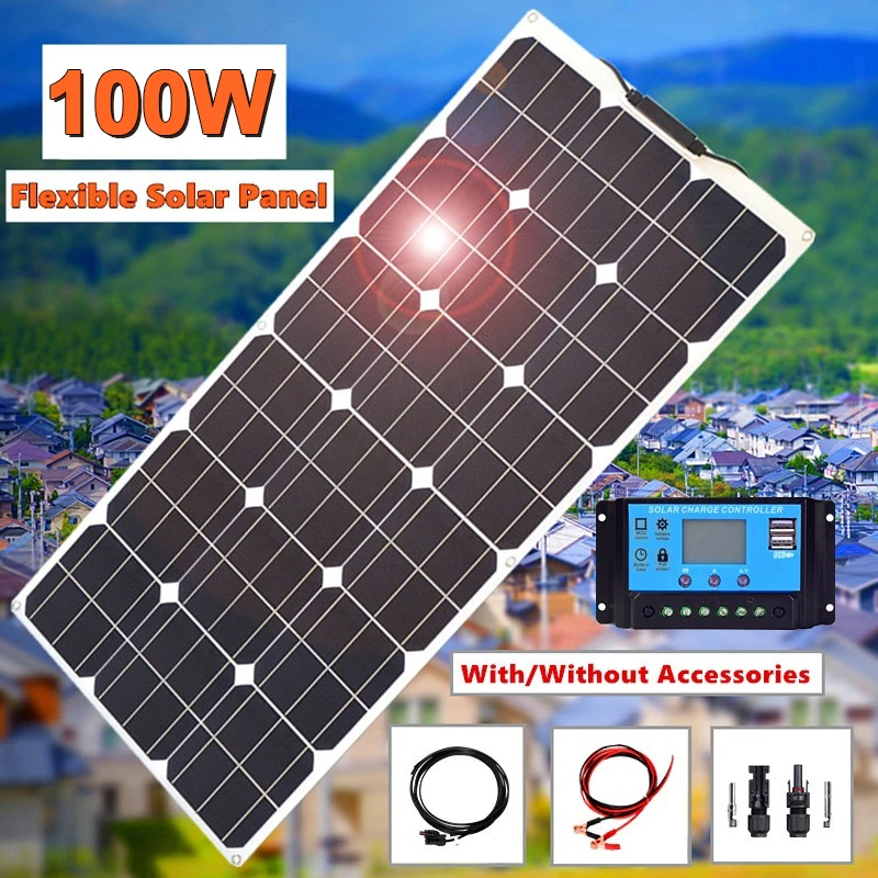 Система солнечных панелей 100 Вт с контроллером 20A 12/24 в лодка для кемпинга на