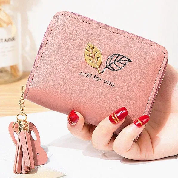 Dark pink Для женщин кошельки женские кошельки Короткие Ленточки с отделение для монет на молнии, с карточки ID держатель бумажник Женские чехол для телефона с функцией кошелька и клапаном мини сумки Moneybags - Цвет: Dark pink