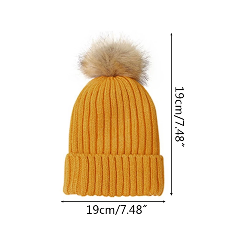 

9 Styles To Choose From Winter Warm Baby Cap Fur Ball Pompom Beanies Children Girls Boys Knitted Solid Color Hemming Hat