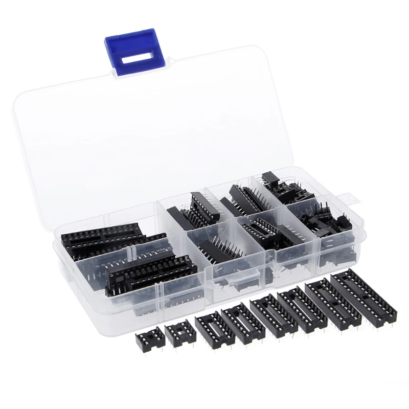 

66Pcs DIP IC Sockets Adaptor Solder Type Socket Kit 6 8 14 16 18 20 24 28 Pins