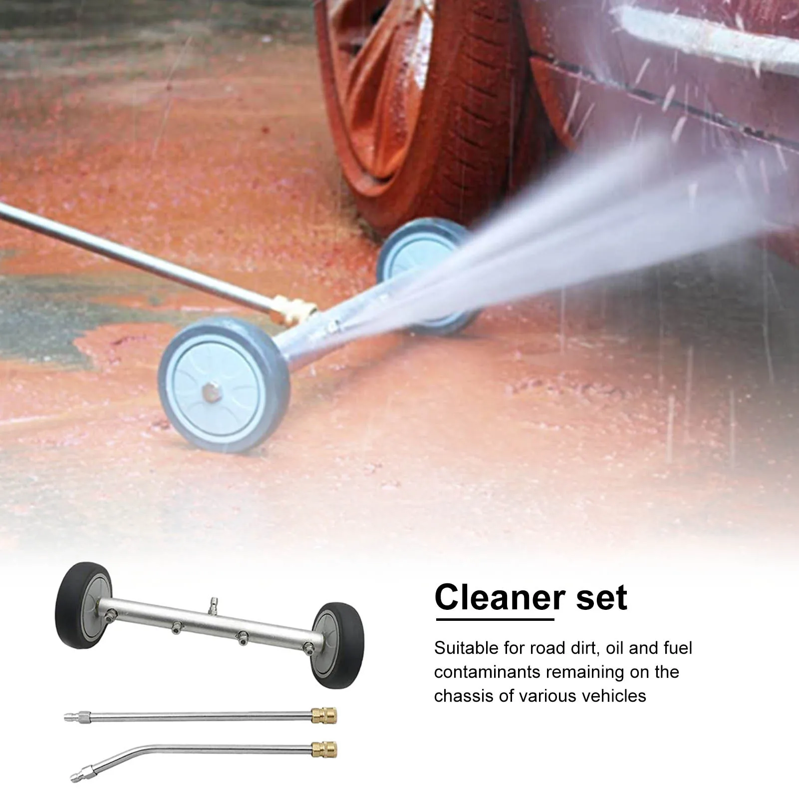 

13 Inch Pressure Washer Undercarriage Cleaner 1/4 Quick Disconnect Under Body Car Wash Water Broom With Wands Car Clean Tool