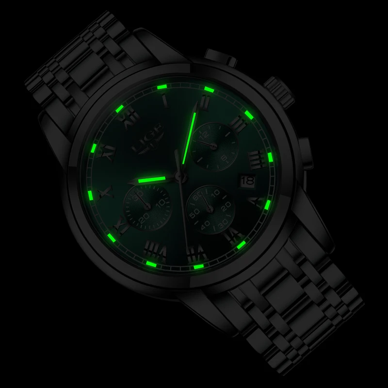 Часы наручные LIGE Мужские кварцевые модные брендовые Роскошные деловые