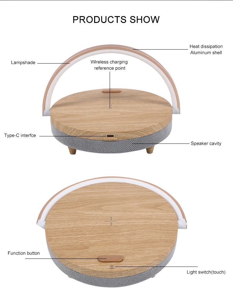 

s21 pro Bluetooth Speaker for iphone x New Wood Wireless Chargers LED LAMP Chargeurs Holder 10W High Power Fast Charging Stand