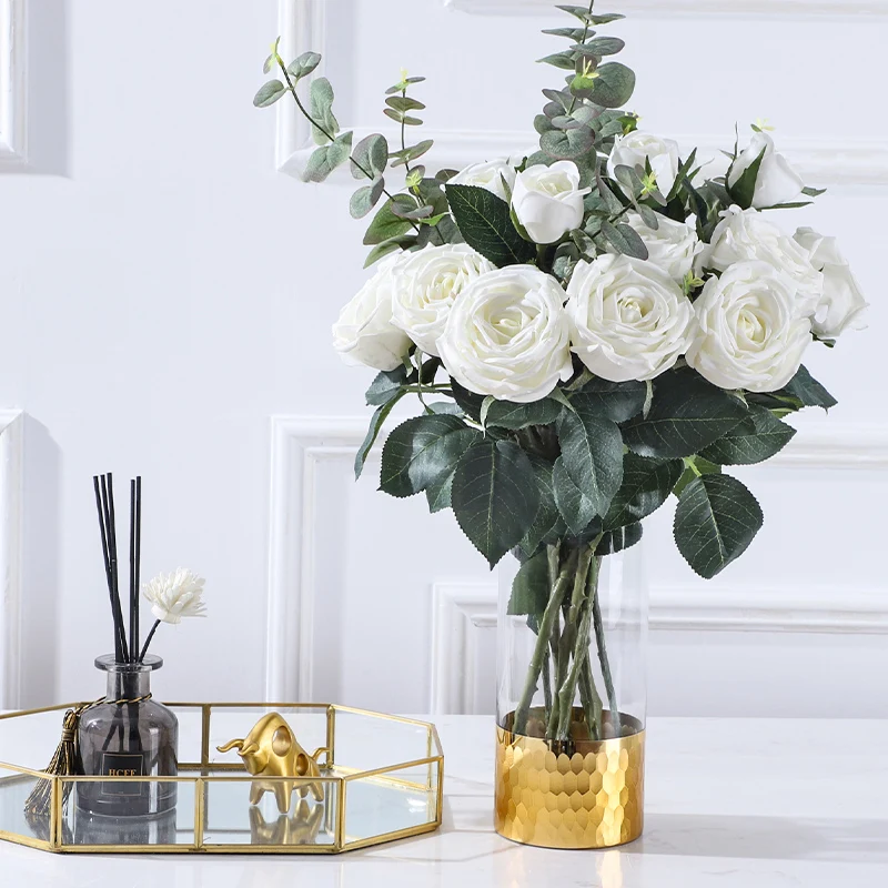 

Скандинавская Роскошная сотовая позолоченная прямоугольная стеклянная ваза, креативный контейнер для гидропонных цветов, украшение для д...