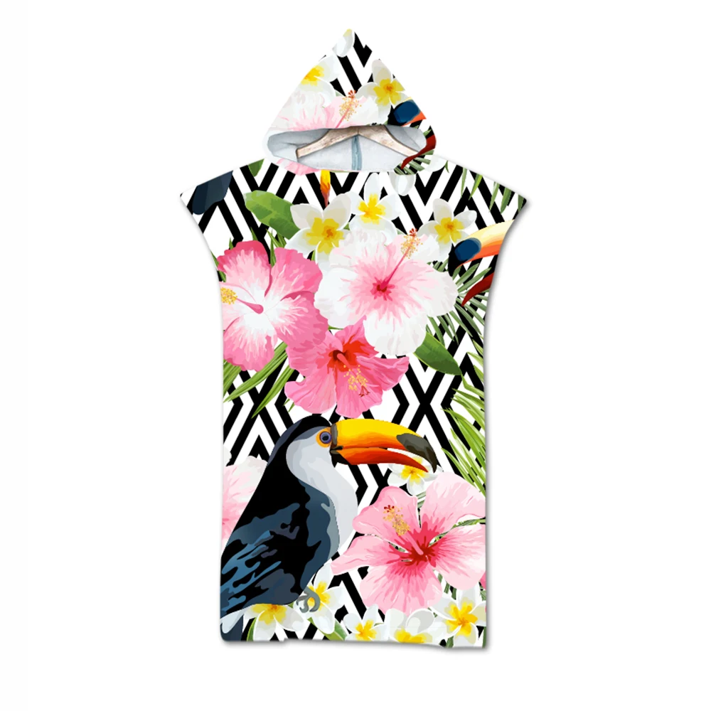 Новинка Toucan Birds с цветами пляжное полотенце с узором для мужчин и женщин с капюшоном для взрослых банное полотенце Единорог банное полотенце De Ducha