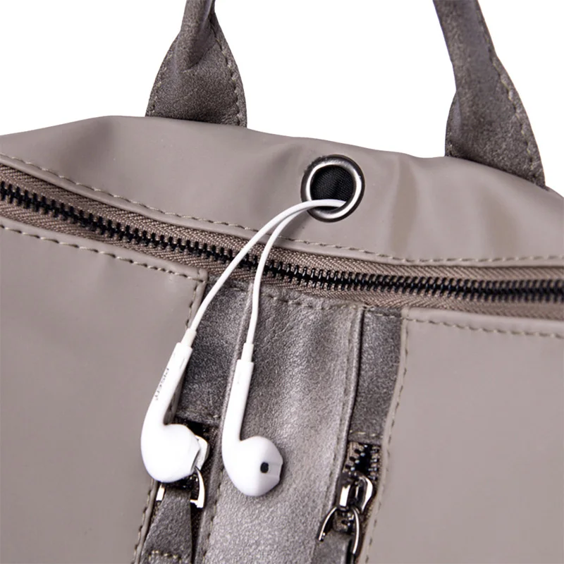 Рюкзак с разъемом для наушников однотонный многофункциональный женский рюкзак в