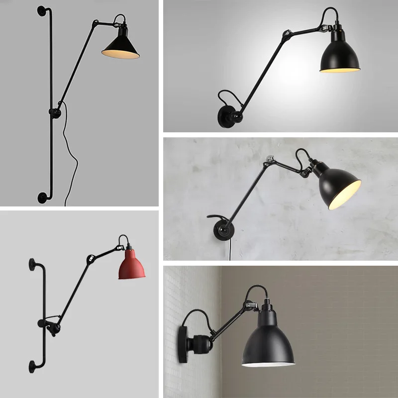 Американский Железный промышленный Ретро настенный светильник вращающийся