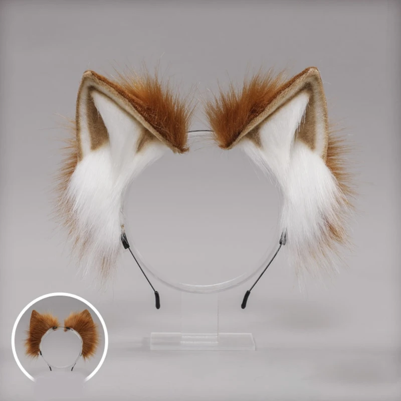 

Girls Cat Dog Animal Ears Headwear Plush Hair Hoop Handmade Cosplay Accessories