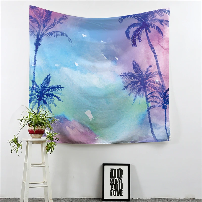 Гобелен кокосовое дерево настенная подвесная крышка с принтом листьев пейзаж